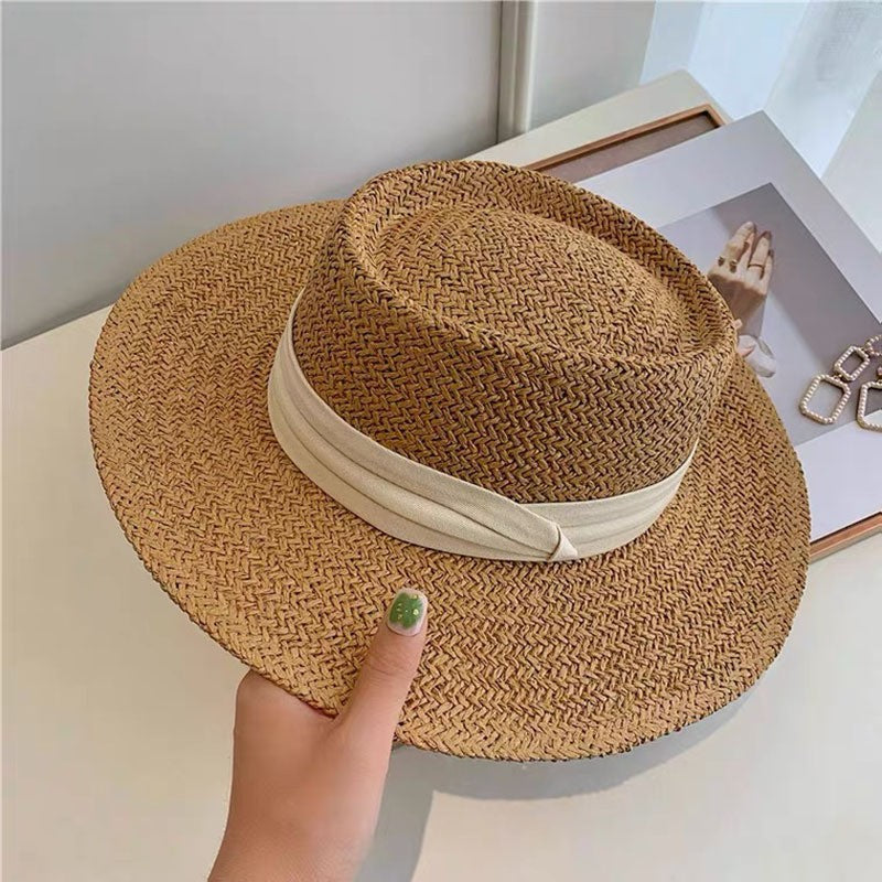 Summer Female Flat Straw Hat Sun Visor Hat Lafite
