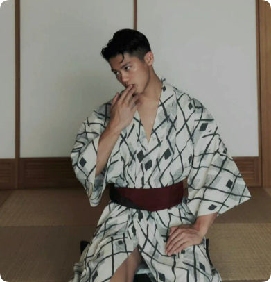 Mens Japanese-style Summer Yukata Japanese-style Loungewear