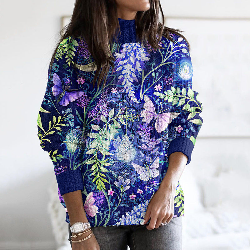 Autumn And Winter Loose-fitting Turtleneck Top Casual Drop Shoulder Turtleneck