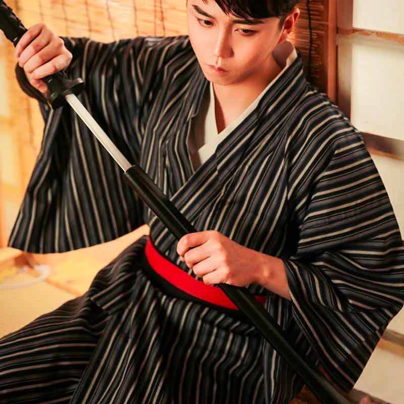 Ancient Costume Men Japanese Kimono Samurai Clothes Japanese Swordsman