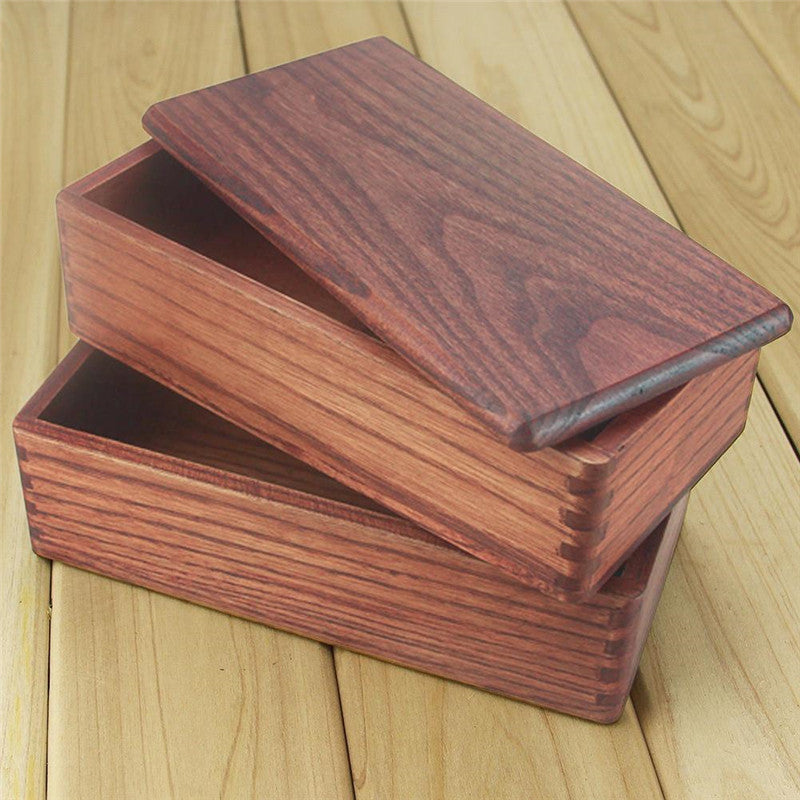 Bento Box Solid Wood Sushi Box Rectangular Double Layer Tableware