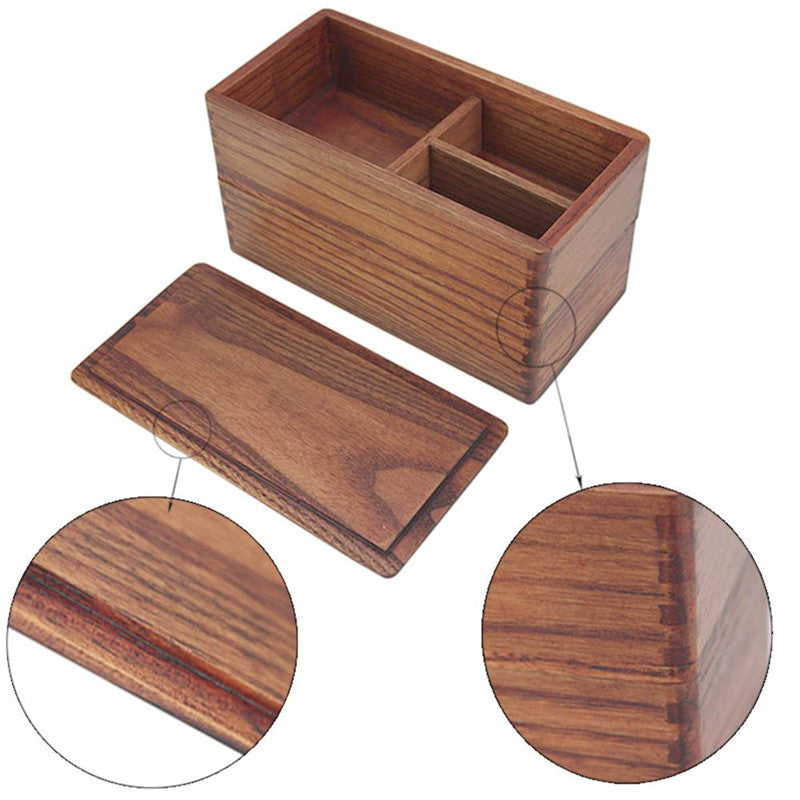 Bento Box Solid Wood Sushi Box Rectangular Double Layer Tableware