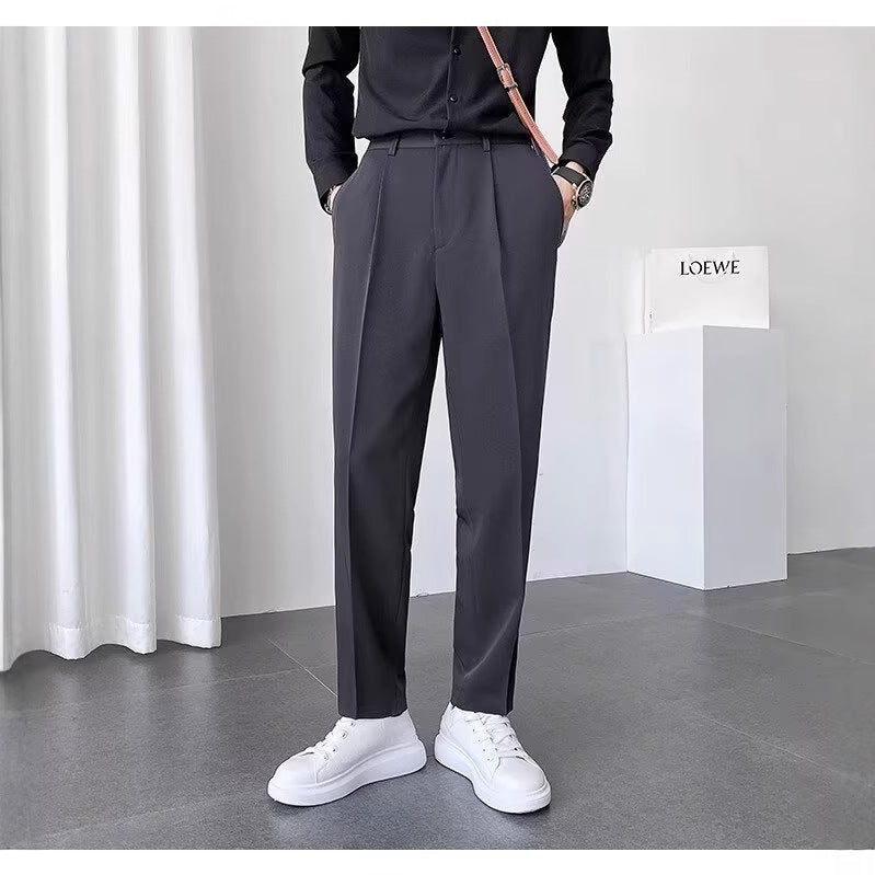 Mens Stylish Casual Straight-leg Versatile Suit Pants