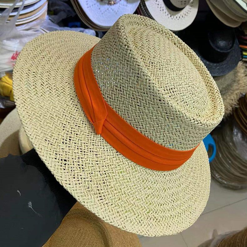 Summer Female Flat Straw Hat Sun Visor Hat Lafite