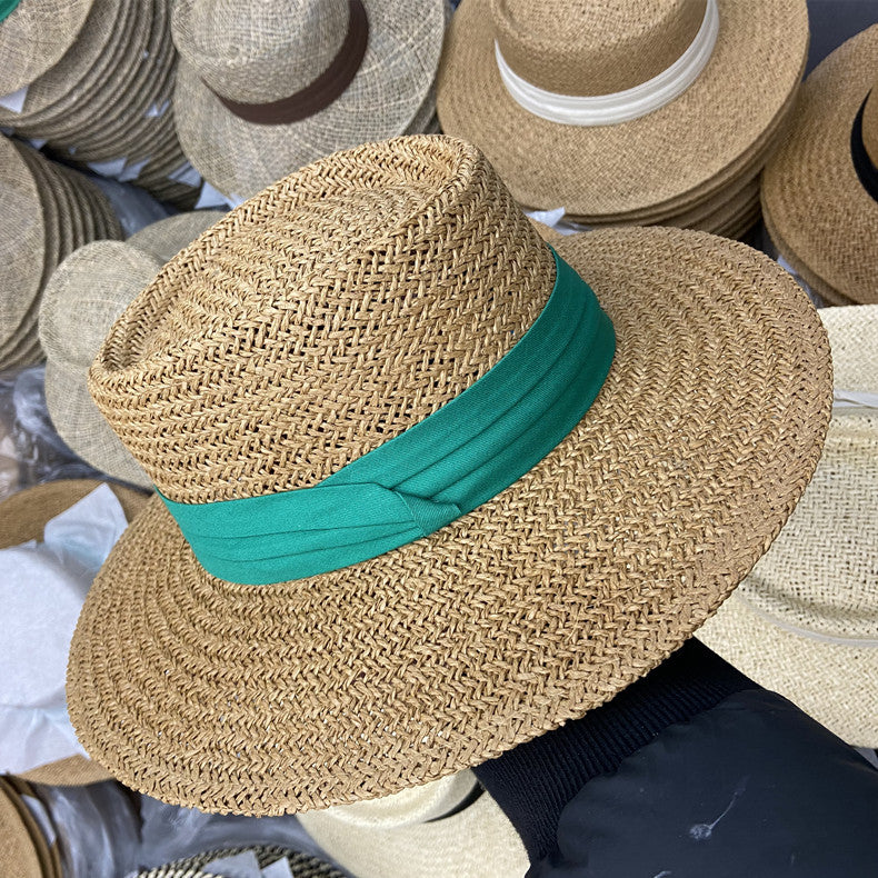 Summer Female Flat Straw Hat Sun Visor Hat Lafite