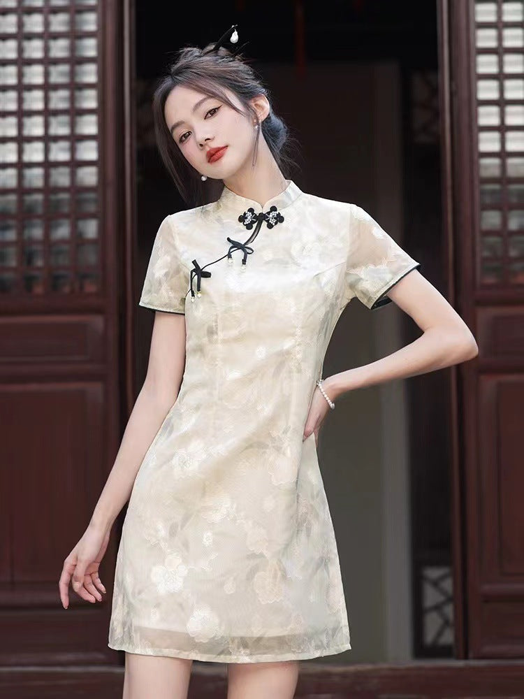 Womens Casual Versatile Short Retro Dress