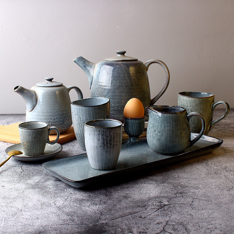 Retro Striped Japanese Ceramic Mug
