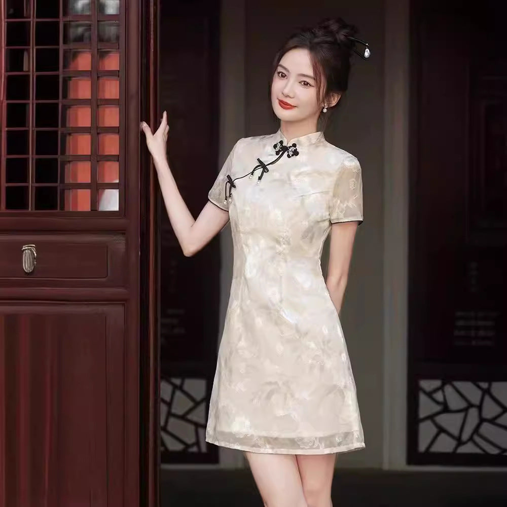 Womens Casual Versatile Short Retro Dress