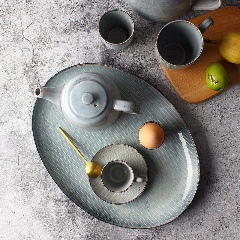 Retro Striped Japanese Ceramic Mug