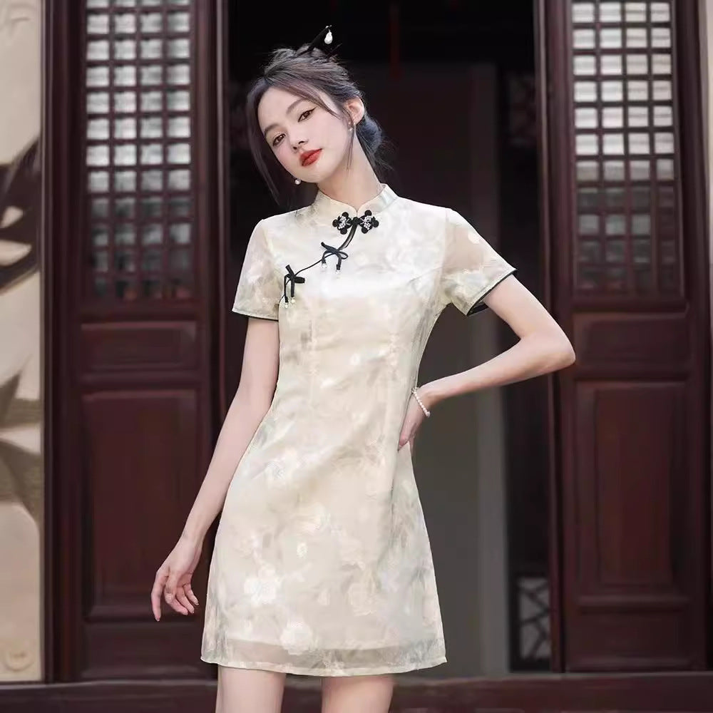 Womens Casual Versatile Short Retro Dress