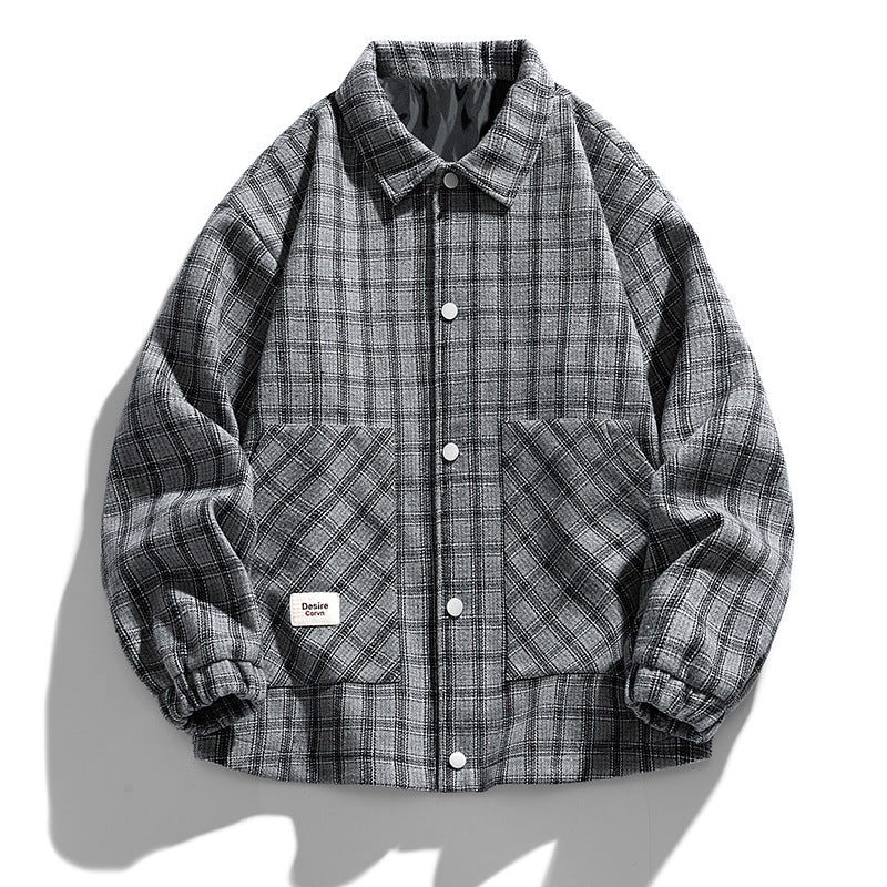 Color-Block Houndstooth Plus-Size Shirt Jacket