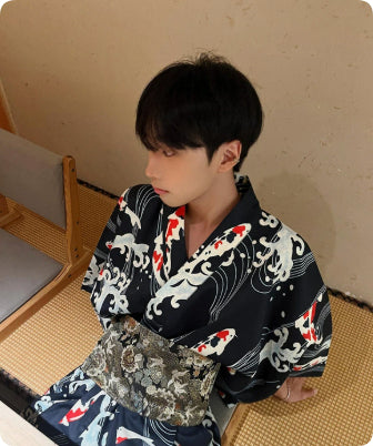 Mens Japanese-style Summer Yukata Japanese-style Loungewear