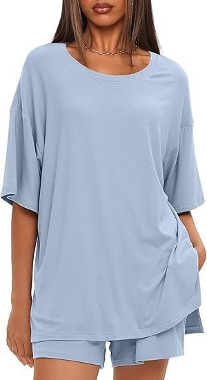 Simple Solid-Color Summer Commuter Loungewear Set