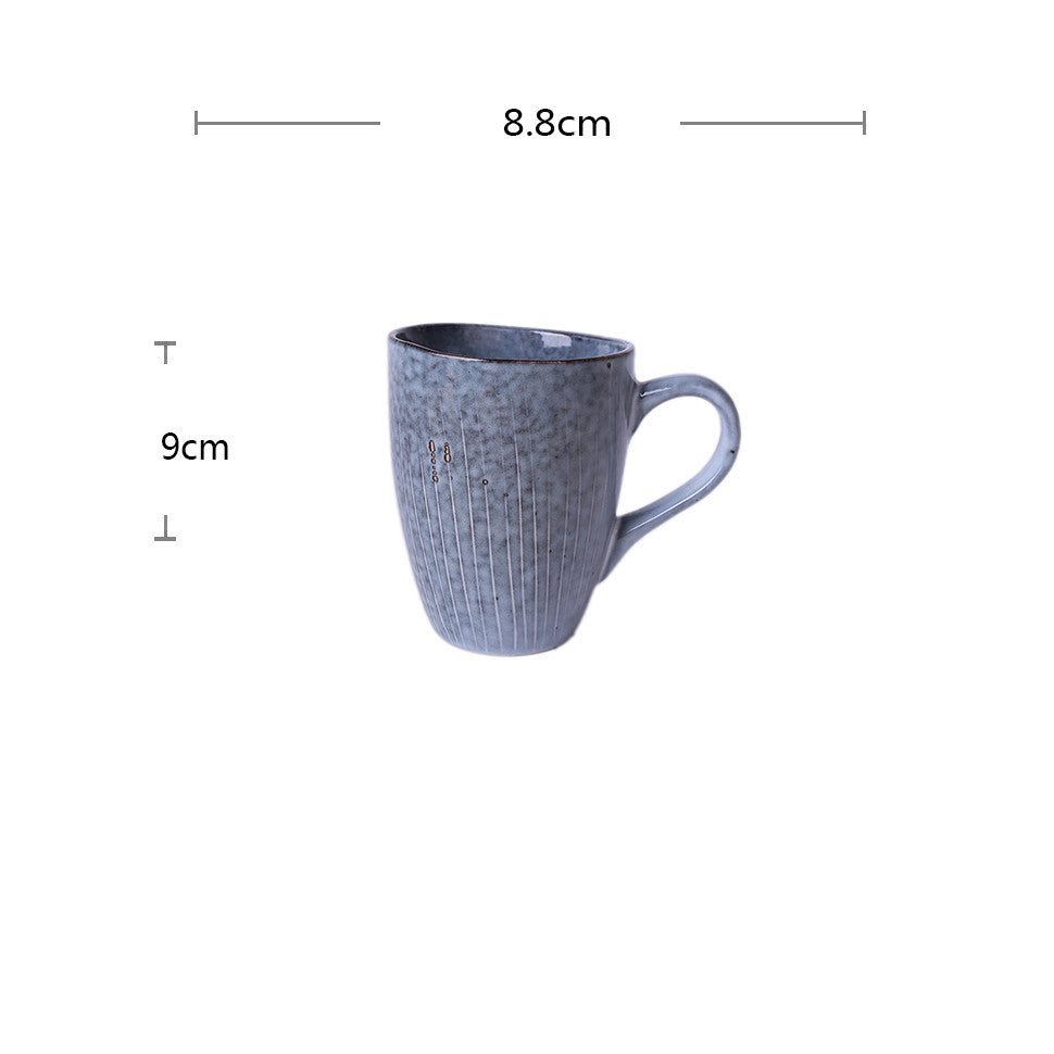 Retro Striped Japanese Ceramic Mug