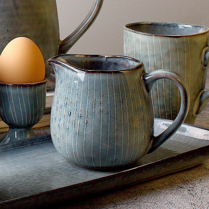 Retro Striped Japanese Ceramic Mug