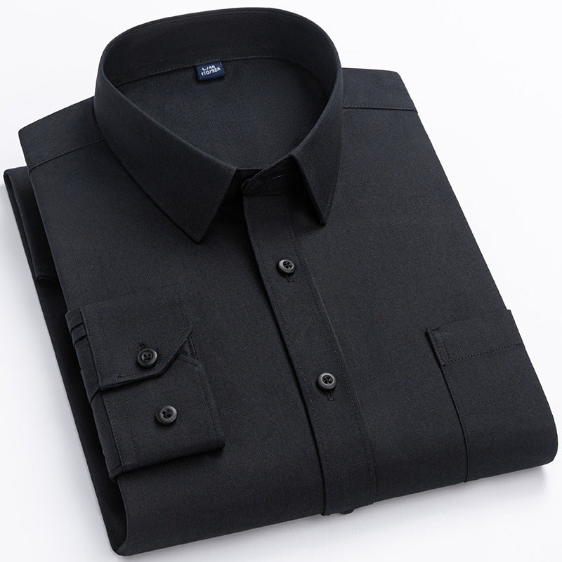 Spring Mens Khaki Cotton Long-sleeve Shirt
