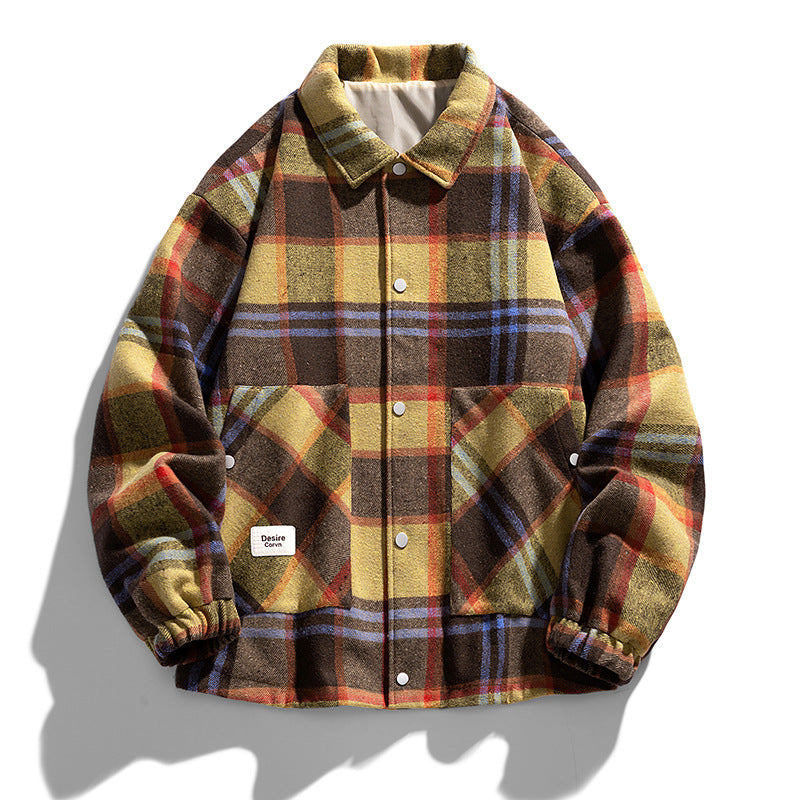 Color-Block Houndstooth Plus-Size Shirt Jacket