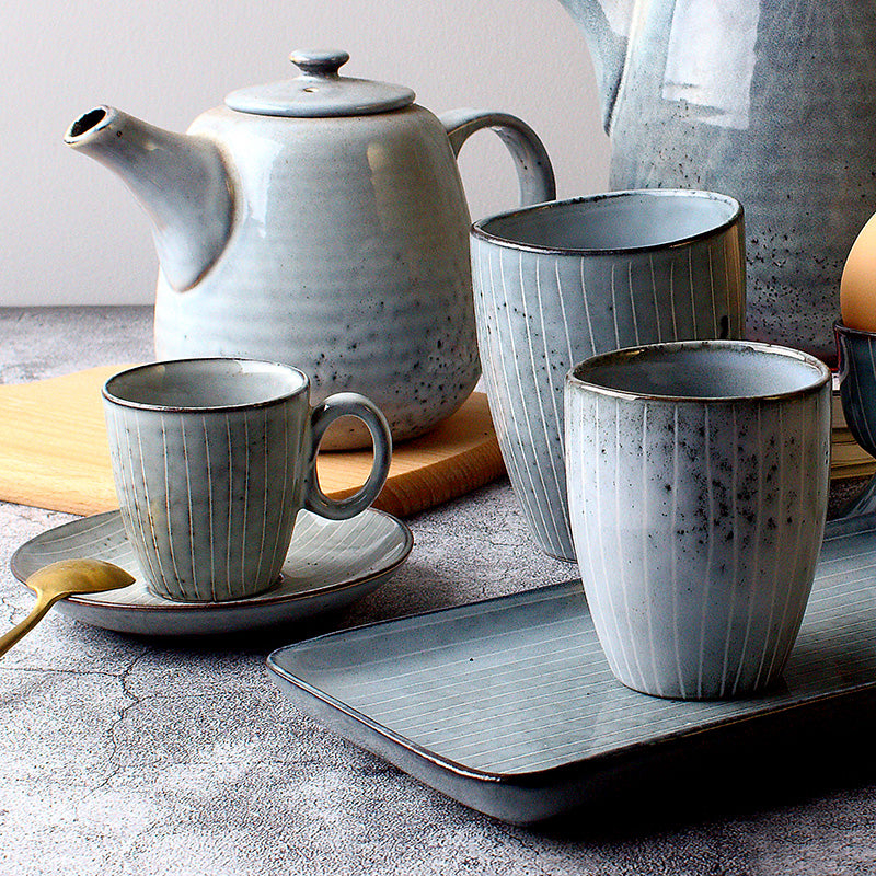 Retro Striped Japanese Ceramic Mug