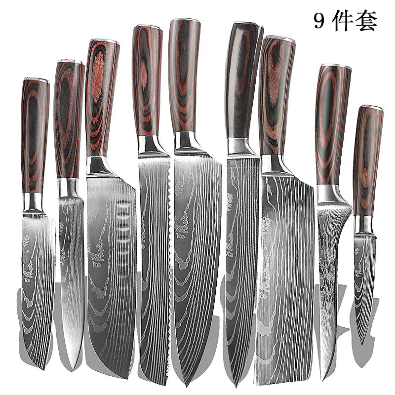 8-Piece Kitchen Knife Set with Colorful Handles