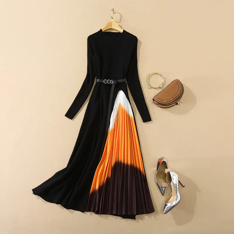 Elegant Long Sleeve Knit Dress with Ankle Length (2020)